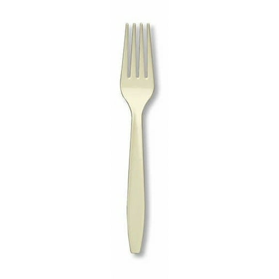Premium 24 Count Plastic Forks - Ivory