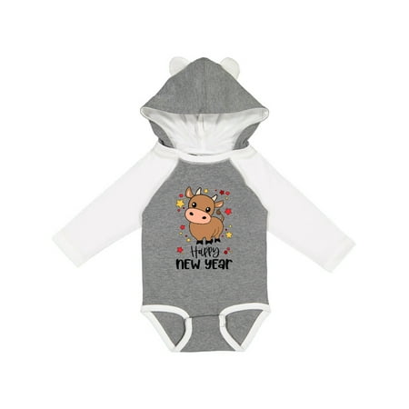 

Inktastic Happy New Year Cute Ox Gift Baby Boy or Baby Girl Long Sleeve Bodysuit