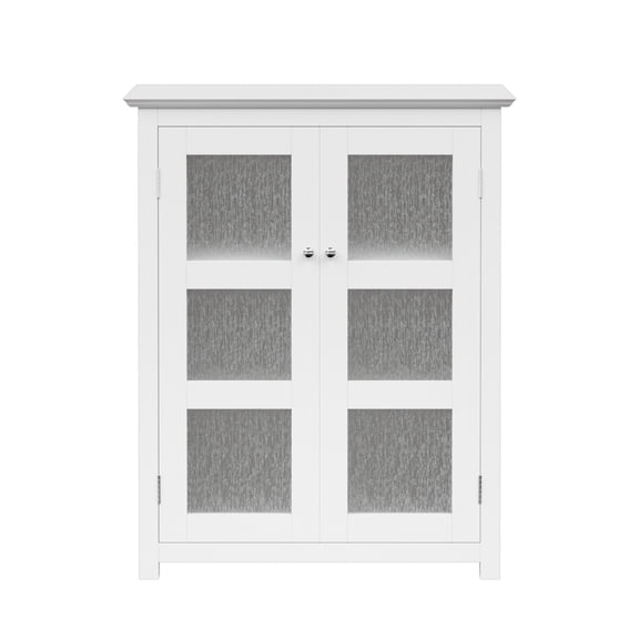 Teamson Home Conner Freestanding Two-Door Floor Storage Accent Cabinet with 2 Adjustable Shelves, White