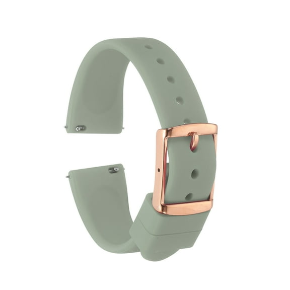 Uxcell Silicone Watch Band 18mm Quick Release Rubber Replacement Watch Strap with Stainless Steel Rose Gold Clasp, Light Gray