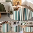 thumbnail image 5 of Round Rugs 7Ft, Teal Blue Striped Round Area Rug Washable Indoor Throw Carpet, Farmhouse Stripes Modern Abstract Art Large Non Slip Circle Rug for Dining Room Playroom Home Decor Aesthetic, 5 of 8