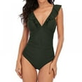 thumbnail image 1 of Women One Piece Swimsuit Ruffle Wrap Textured Beach Swimwear Bathing Suits, 1 of 5
