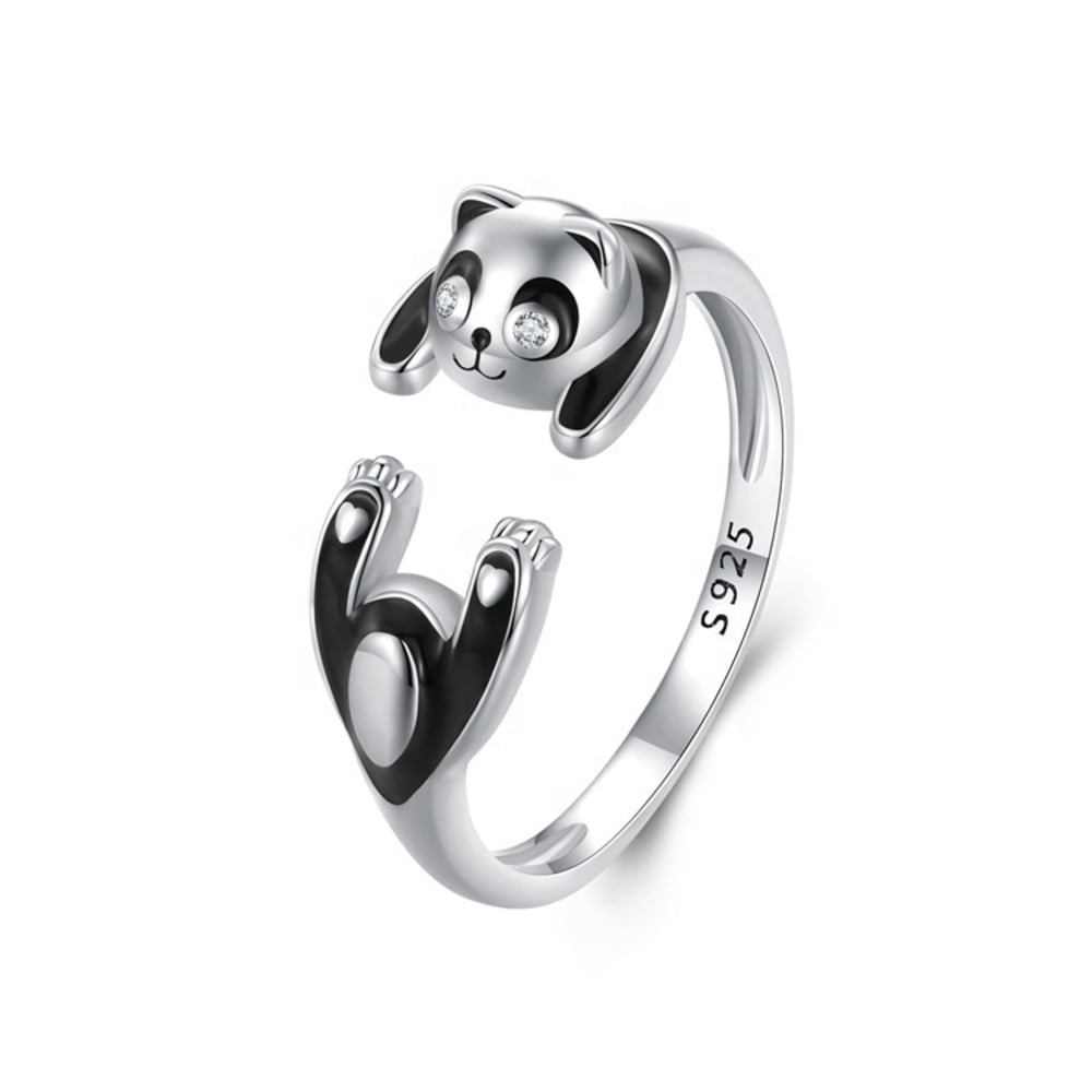 Anillo Panda Ajustable Plata 925