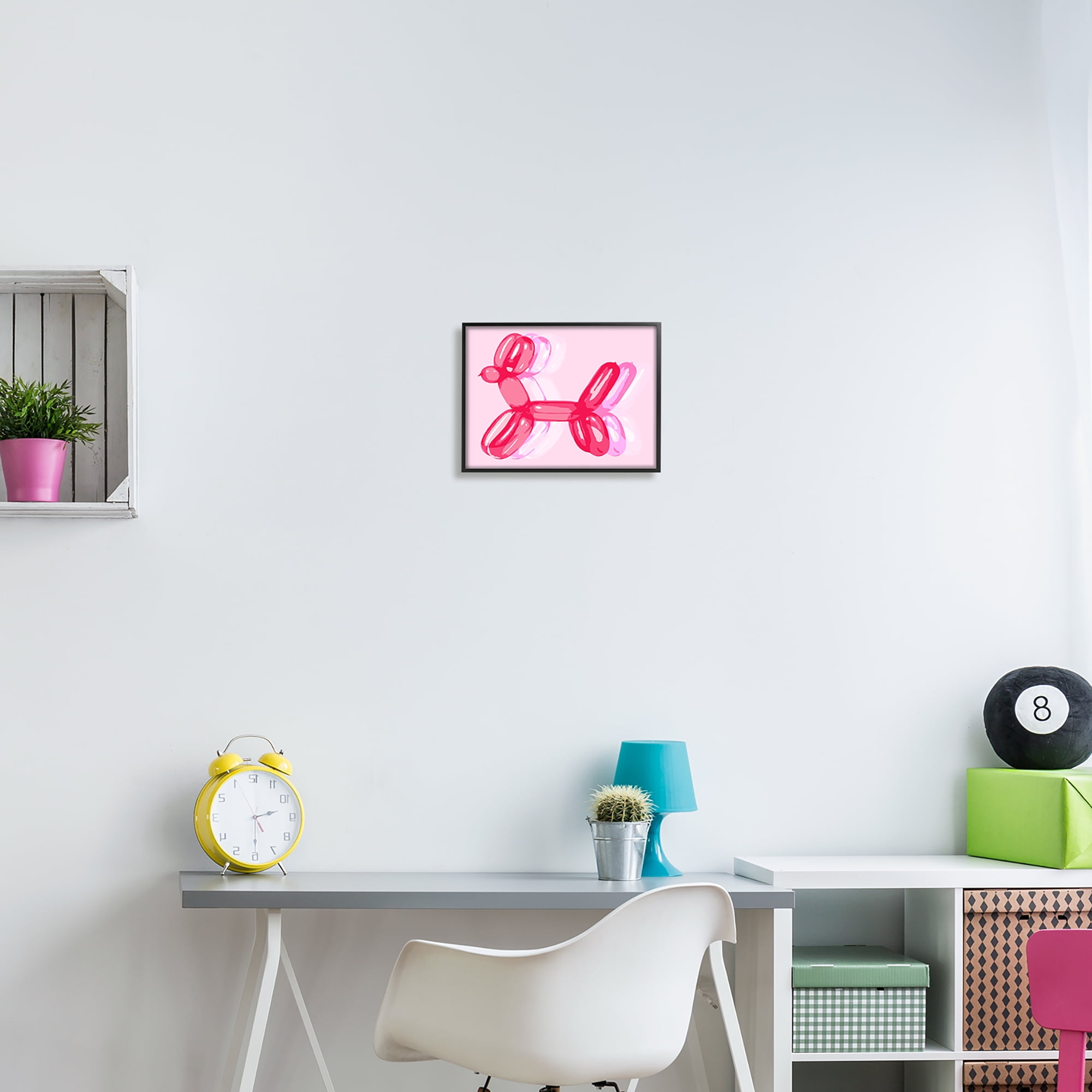 Stupell Industries Pop Style Balloon Animal Animals & Insects Painting Black Framed Art Print Wall Art, 14 x 11