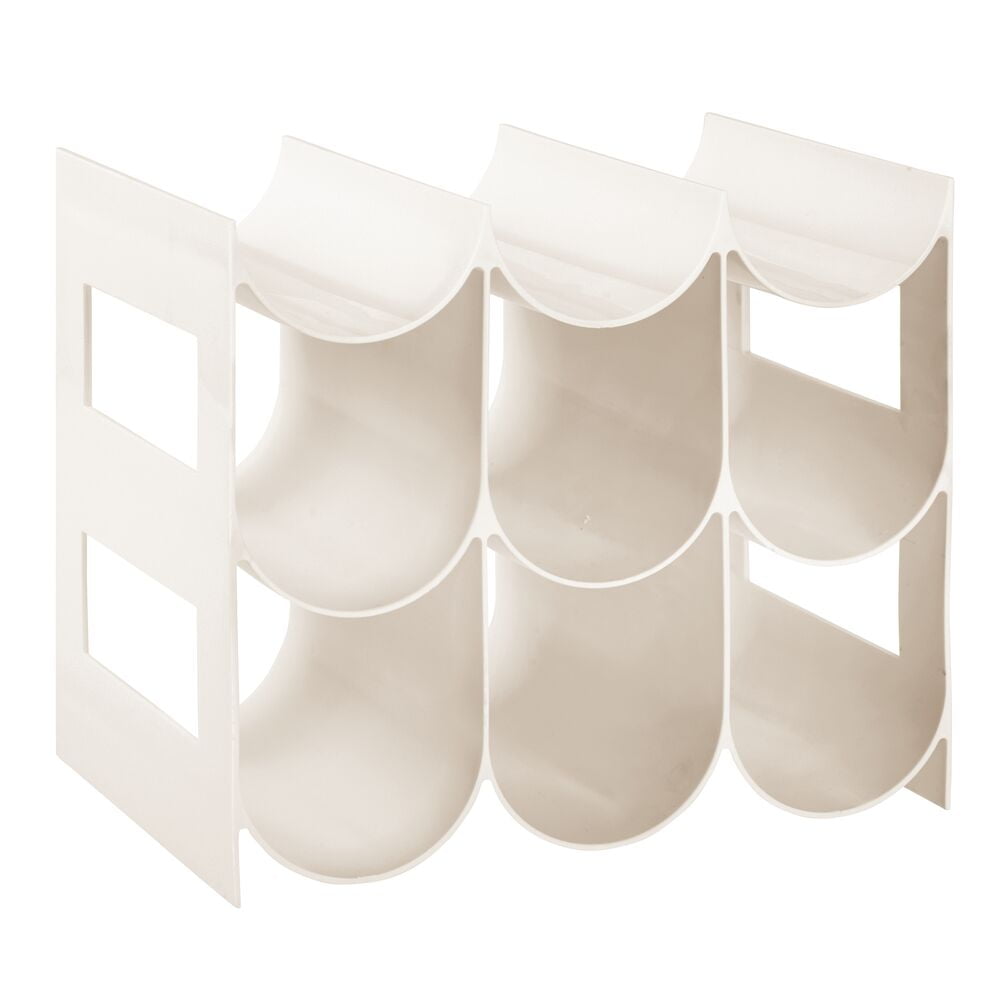 mDesign Plastic Water Bottle & Wine Rack Storage Holder, 9 Bottles Cream