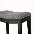 thumbnail image 4 of Madison Park Belfast Bar Stools, Contour Fabric Padded Seat, Nail Head Trim, Modern Kitchen Counter Chair, Solid Hardwood Metal Kickplate Footrest, Dining Room Accent Furniture, Gray, 4 of 7