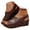 Brown, variant on Women's Platform Wedge Sandals Comfortable Leather Cork Heeled Slip on Slides 2.36 Inch Slingback Casual Dressy Summer Walking Shoes Black 6.5