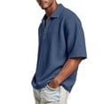 thumbnail image 3 of OIOLOYJM Waffle Polo Shirts for Men Collared Long Sleeve Quarter Zip Shirt Comfy Slim Fit Casual Workout Golf Shirts Comfort Tops Dark Blue 4XL, 3 of 3