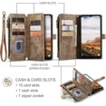 thumbnail image 6 of Wallet Case for Samsung Galaxy A14 5G, Premium Handmade PU Leather Phone Case Card Slots Magnetic Closure Zipper Pocket Kickstand Flip Case with Hand Strap - Vintage Brown, 6 of 16