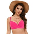 thumbnail image 3 of vigerkar Women Twist Front Underwire Bikini Top Push Up Lace Up Swimsuit Tops Bra Padded Bathing Suit Tops Hot Pink, M, 3 of 9