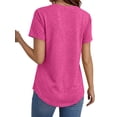 thumbnail image 3 of MOSHU Deep V Neck Womens Tops Curved Hem Shirts for Women Fashion Trendy Blouses Casual Loose Fit Tees Tops, 3 of 8