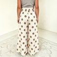 thumbnail image 3 of Stralyhd Wide Leg Pants for Women Casual Polka Dots Pants Beach Travel Work Elastic Waist Trousers with Pockets White L, 3 of 3