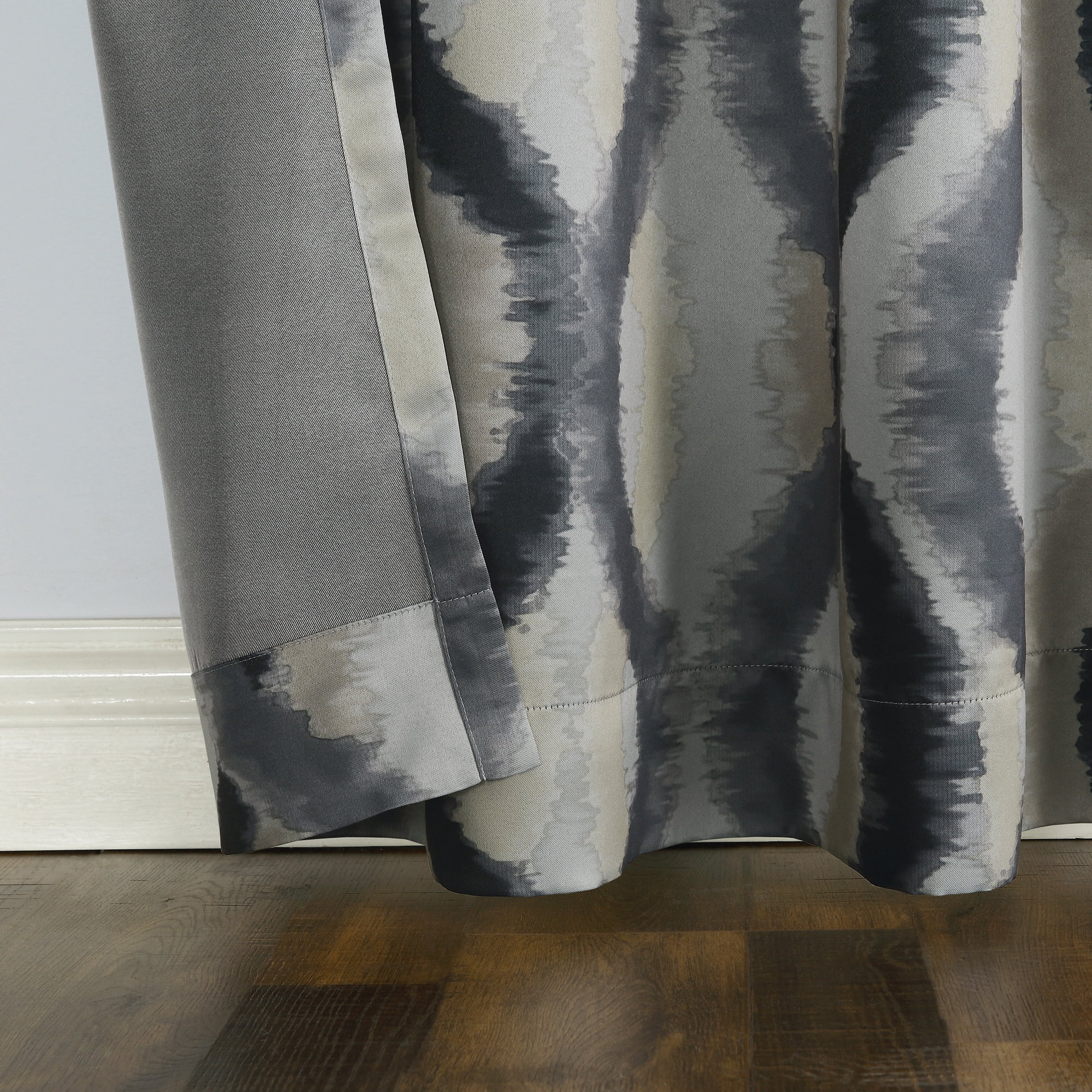 Sun Zero Deltona Ogee Watercolor Energy Efficient Grommet Curtain Panel, 54"X95", Gray