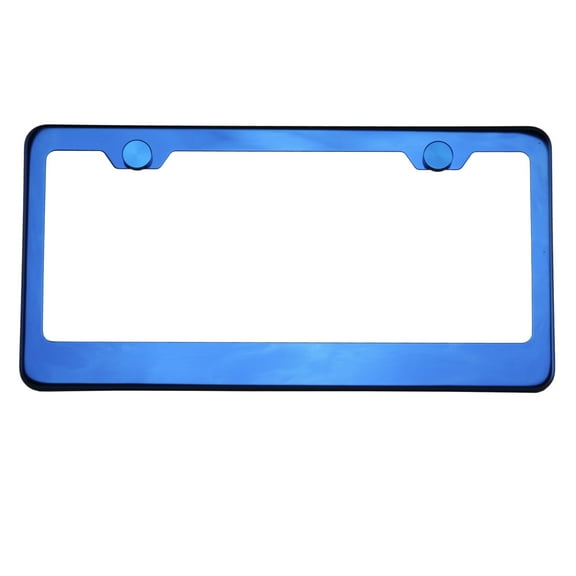 KA Depot T304 8k Polish Mirror Blue Chrome Stainless Steel License Frame with Aluminum Screw Cap