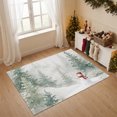 thumbnail image 6 of Winter Snowman Washable Area Rug 3 x 5 ft Rustic Evergreen Trees Misty Mountains Gray Soft Non‑Slip Rugs Stain Repellent Indoor Mats for Entry Foyer, Apartment Living Corner Dining Nook, 6 of 9