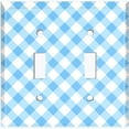 thumbnail image 2 of Metal Light Switch Wall Plate Outlet Cover (Sky Blue Gingham Picnic Wallpaper - Double Toggle), 2 of 2
