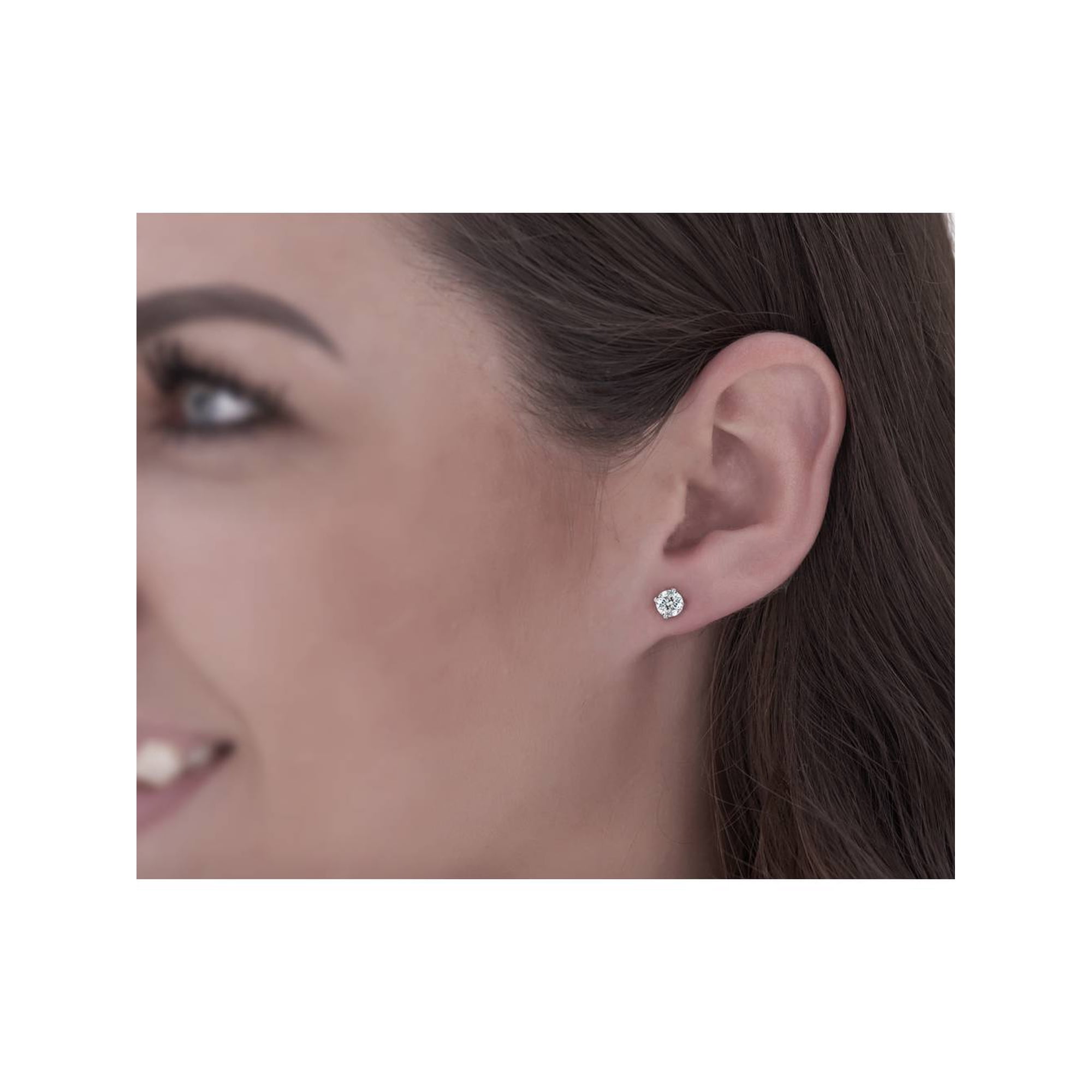 Boucles D'Oreilles Clous En Or 18k Jaune Avec Diamants 1.50 Cts - Coupe Ronde Brillante - Jisha