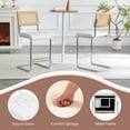thumbnail image 2 of Hi loPres Set of 2 Modern Boho 25" Counter Height Bar Stools, Hand-Woven Rattan Backrest with White PU Chrome Metal Kitchen Island Stools, 2 of 8