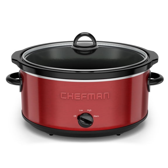 Chefman 7-Quart Electric Slow Cooker, Dishwasher-Safe Crock - Red