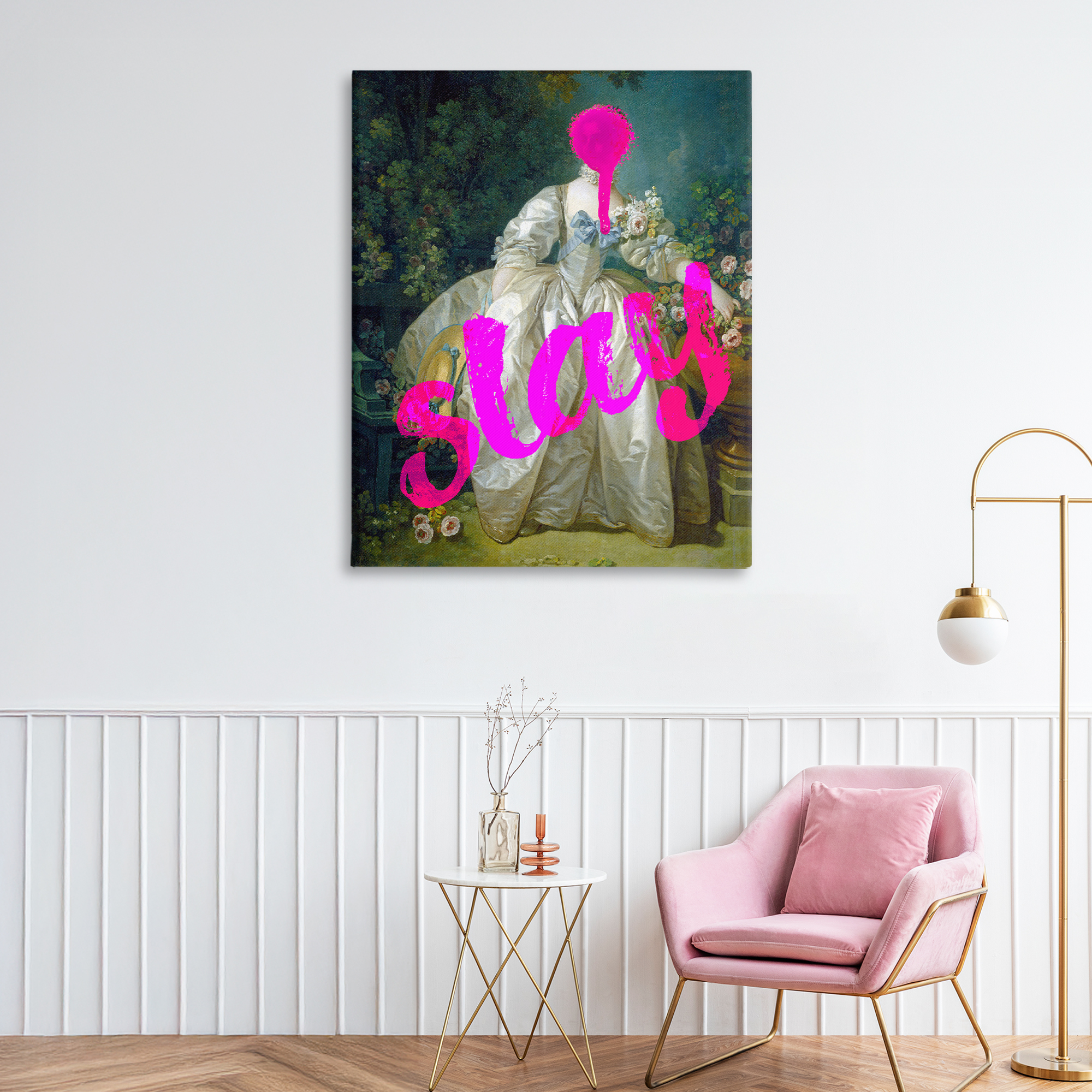 Slay Classical Baroque Gown Canvas Wall Art, design by Lil' Rue