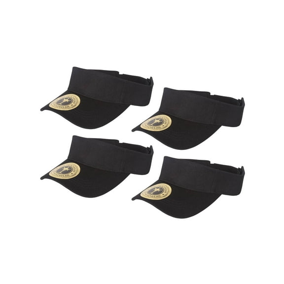 Top Headwear 4 Pack Youth Size Sun Visor - Black