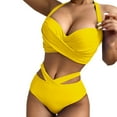 thumbnail image 5 of Busydd Women's Two Piece Swimsuit High Waisted Halter Swimwear Summer Fashion Solid Swimdress, 5 of 9