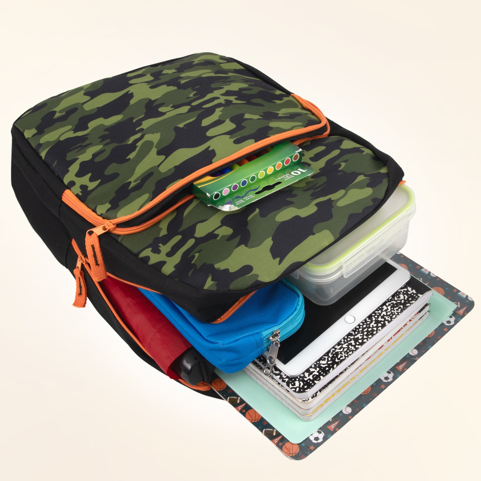 Mochila de 17 pulgadas con estampado divertido para viajes y uso diario, camuflaje 3