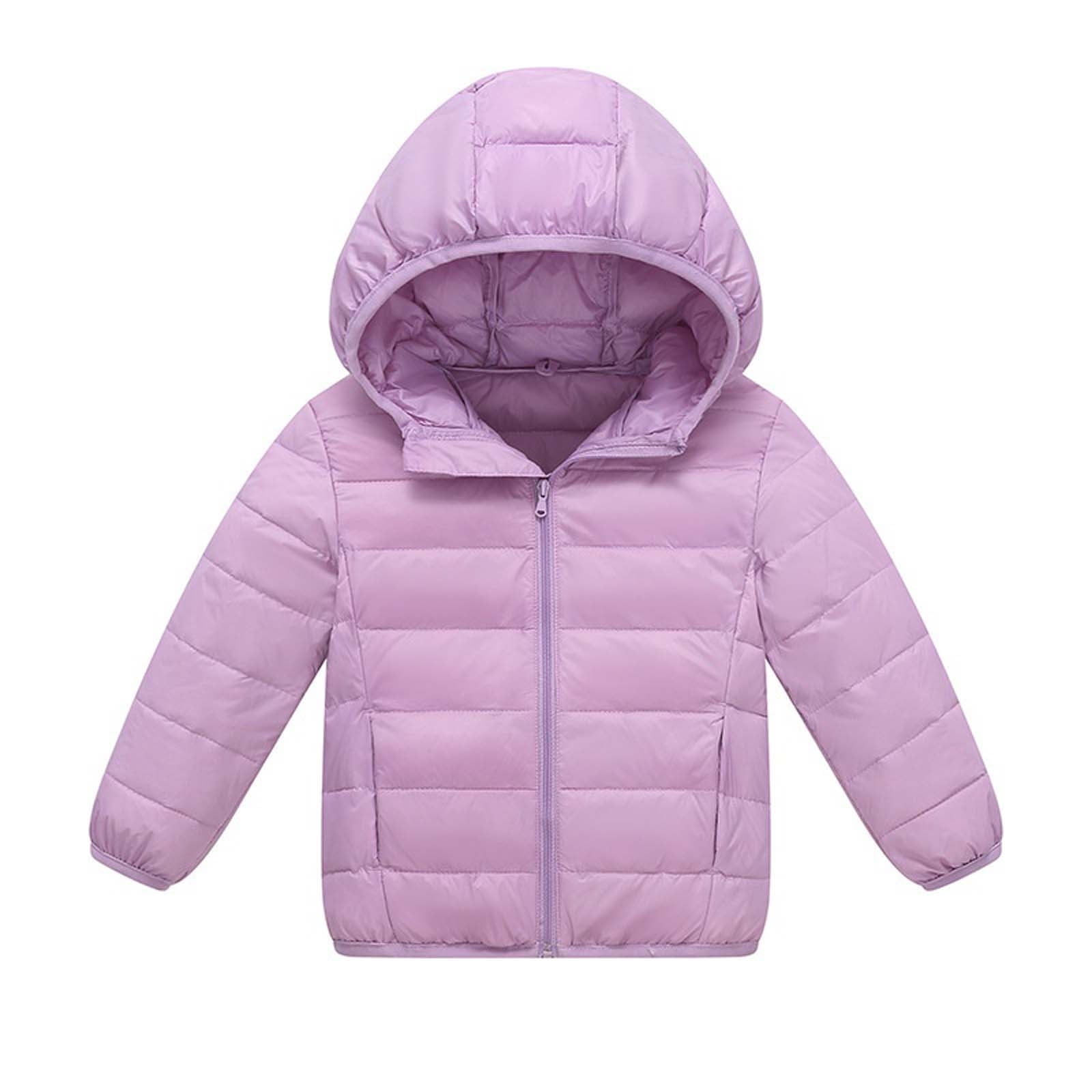 Hduncf Girls Puffer Jacket Lightweight Hooded Short Styles Water Resistant Windproof Winter School Outdoor Travel Coat Purple 12-13 Years