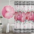 thumbnail image 4 of Polyester Fabric Valentines Day Shower Curtain, Modern Love Heart Eucalyptus Leaf Black Plaid Waterproof Bathtub Curtain Bathroom Decor Set with Hooks 54 x 78 Inches, 4 of 6