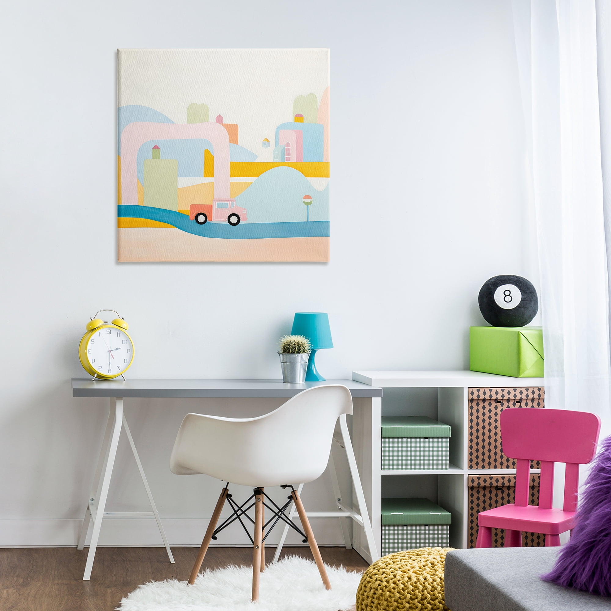 Stupell Industries Pastel Car in Landscape Landscape Painting Gallery Wrapped Canvas Art Print Wall Art, 30 x 30