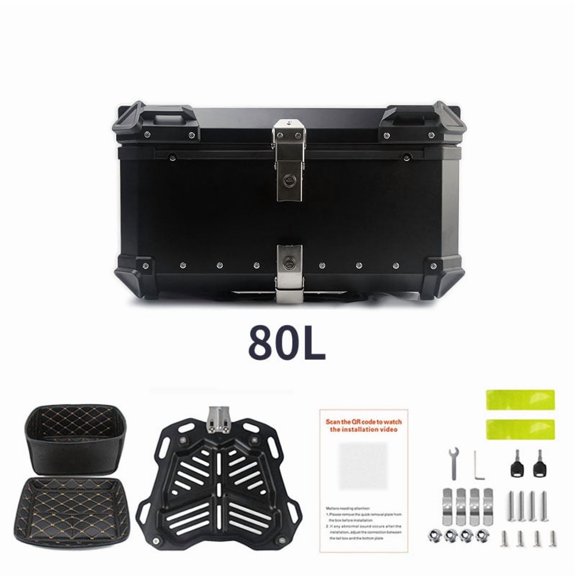 Pinypikaka Motorcycle Top Case 80L Universal Motorcycle Trunk Tour Tail Box, Waterproof Motorcycle Tail Box Bag with Anti-Theft Lock System, Storage Carrier Case