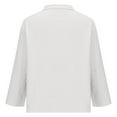 thumbnail image 5 of AherBiu Women Cotton Linen Shirts Diagonal Button up Long Sleeve Solid Color Fall Casual Tops Blouse, 5 of 6