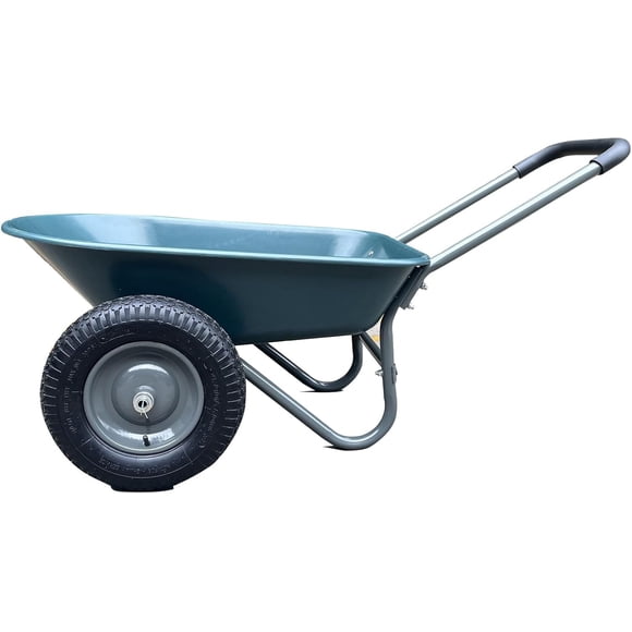 Historyli Carretilla de jardín de 4 ruedas, carretilla utilitaria con soporte incorporado para facilitar el transporte, azul