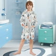 thumbnail image 5 of FORMRS Niños Bathrobe Unisex Hooded Robe Soft Plush Pajamas Sleepwear, Size 2-3T, Cartoon Blue Houses, 5 of 7