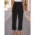 thumbnail image 3 of Weardear Womens Elastic Waist Pants Corduroy Straight Leg Casual Pants Trousers with Pockets, 3 of 8