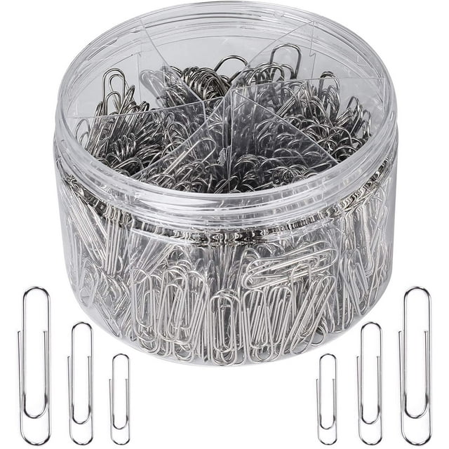Paper Clips 700 Pieces Assorted Sizes with 1.1 Inch & 1.3 Inch & 2 Inch,Small Medium and Large Size Sliver Paperclips for Office School Hospital Document Organizing Daily DIY Use