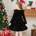 thumbnail image 5 of YunPes Girl's Christmas Velvet Dress A-Line Crewneck Flannel Skirt Dresses Ruffle Shoulder Long Sleeve Dress Prom Party Outfits, 5 of 7