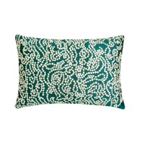 The HomeCentric Royal Green Lumbar Pillow Cover Mother Of Pearls Lumbar Pillow Cover Pack of 2, 12"x16" (30x40 cm) Lumbar Pillow Cover Rectangle Silk Lumbar Pillow Cover Floral - Royal Queen Gardens