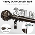 thumbnail image 3 of 2 Pack Bronze Curtain Rod, Heavy Duty 1 Inch Decorative Curtain Rods for Windows 30 to 56 Inch, Single-Side Adjustable Vintage Rustic Antique Brown Drapery Pole with Netted Texture Finials, 3 of 12