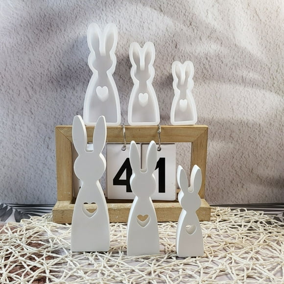 Molde de Silicona para Yeso con Forma de Conejo en Forma de Corazón - Molde Decorativo MNFD