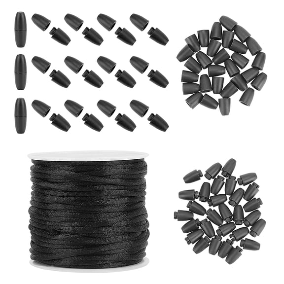 DIY Necklace Making Kits include Plastic Breakaway Clasps Round Nylon String Cords Black Cord: 2mm 10m/roll 1roll/bag