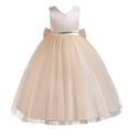 thumbnail image 2 of LYMAYTER Girls Satin Tulle Princess Dress Pearls Bow Knot Wedding Party Pageant Ball Gown 3-12Y, 2 of 8