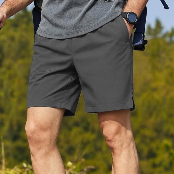 WQNVRNR Mens Workout Shorts- Quick Dry Lightweight Casual Pockets Athletic Shorts Dark Gray Size L