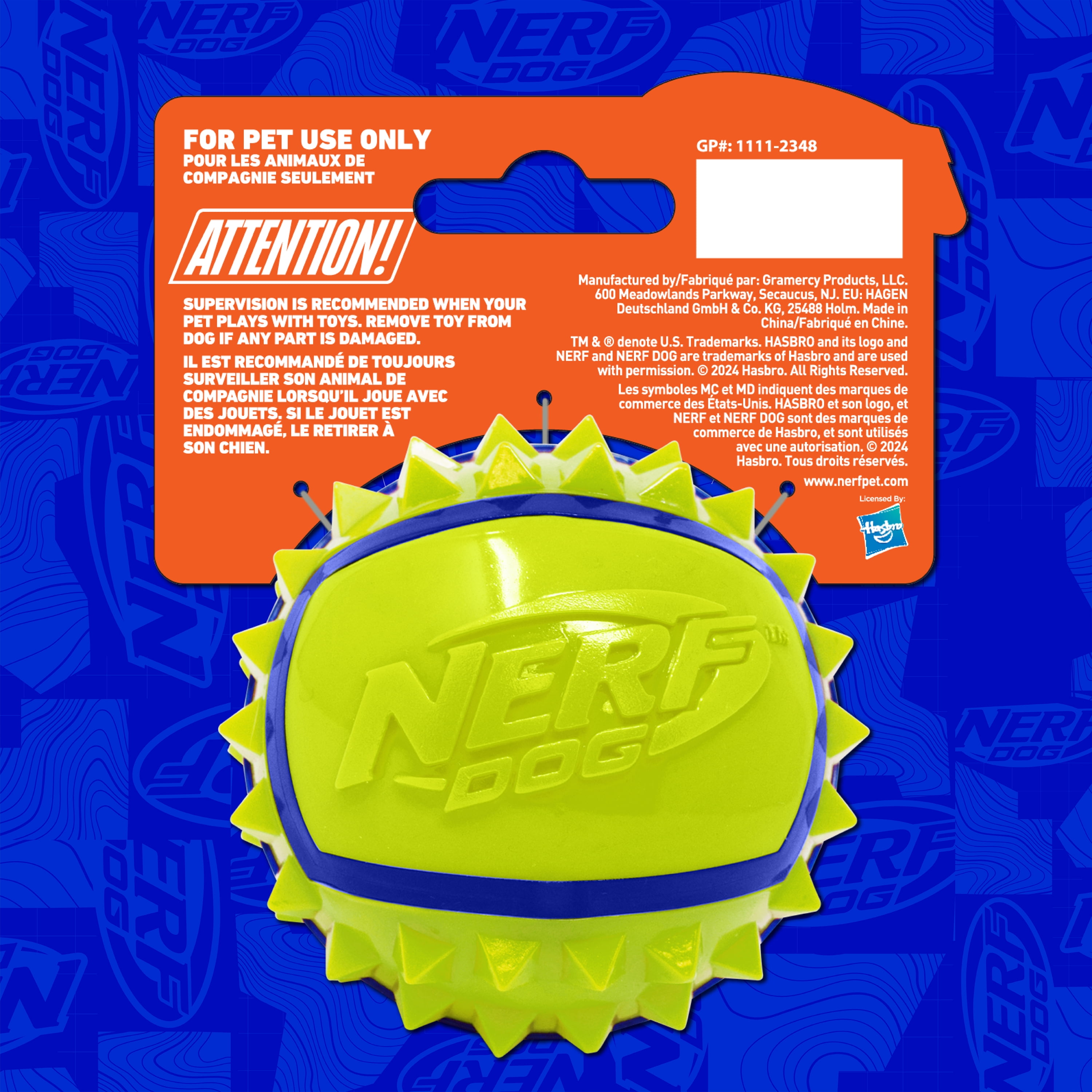 Nerf Dog TPR Dental Spike Ball, Blue/Green, 3 inch