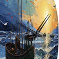 thumbnail image 5 of Designart "Seascape with Fishing Inspired by Van Gogh III" Vangogh Oversized Wall Clock, 5 of 5