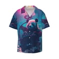 thumbnail image 4 of Salouo DJ Panda Hot Air Balloon Pattern Cuban Collar Shirts for Men Button-Down Shirt Men's Short Sleeve Shirts Hawaiian Shirts Casual Shirts -3X-Large, 4 of 6