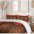 thumbnail image 5 of Ambesonne Fall Duvet Cover Set, Leaves on the Wooden Board, 2-Calking, Brown Orange, 5 of 6