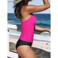 thumbnail image 4 of Firpearl Women's Halter Tankini Top V Neck Swimsuit Top Tummy Control Bathing Suit Tops Hot Pink US8, 4 of 6