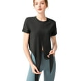 thumbnail image 5 of SHCKE Women's Slim Sport Shirts Casual Knot Front Tops Yoga Workout Crop Tops, 5 of 6