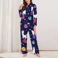 thumbnail image 2 of Picia Lama in Space Pattern Women’s Long-Sleeve Sleepwear Set - Soft 2-Piece Loungewear with Pockets, Comfy PJs for Relaxing Nights-Small, 2 of 7